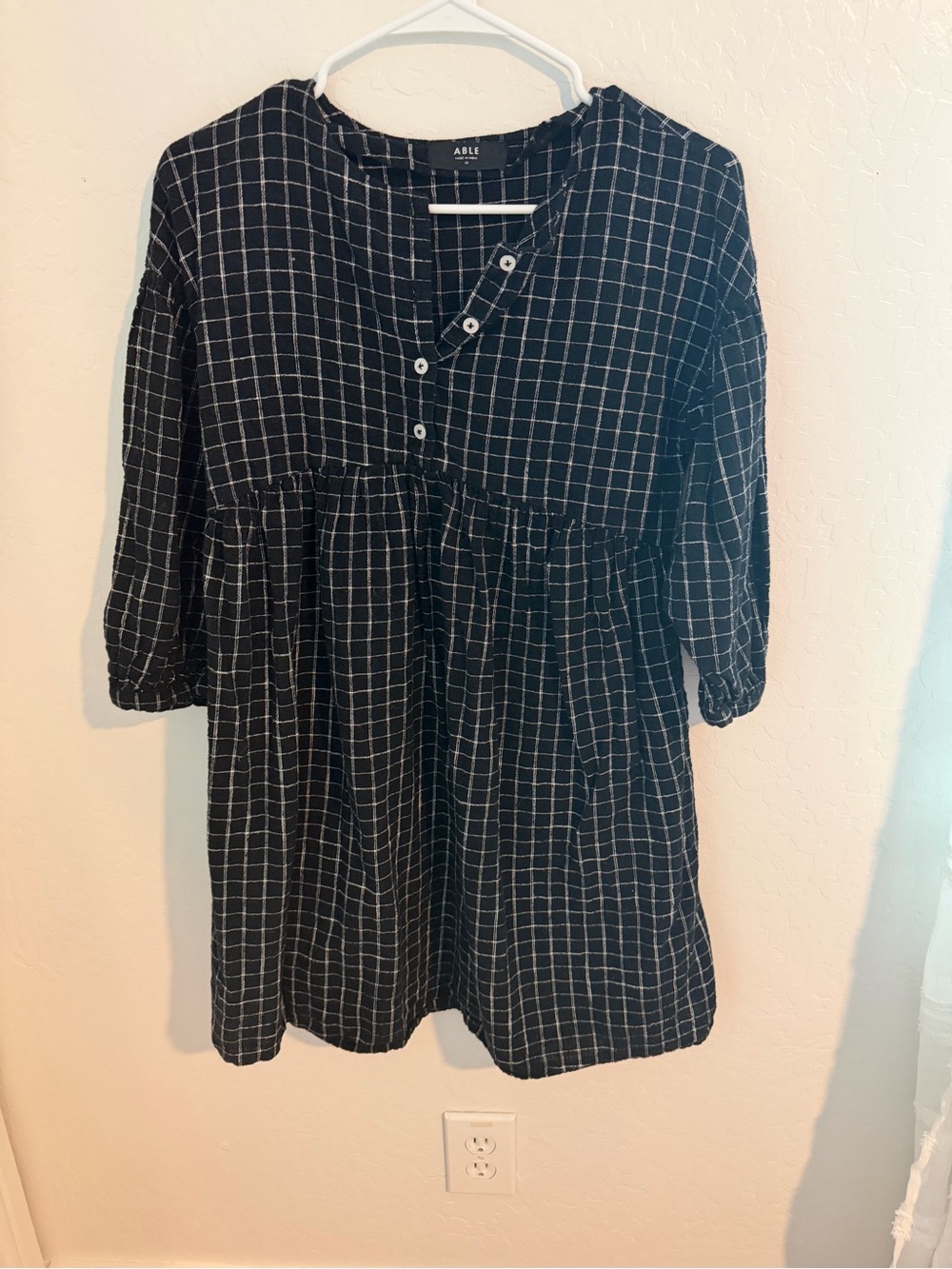ABLE Black Windowpane Mini Dress